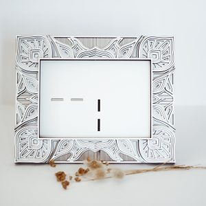 Intricately laser-cut white mandala wooden photo frame – CNCPro home decor