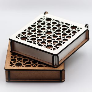 Stacked star pattern MDF gift boxes – white and natural finish