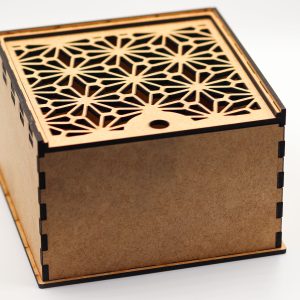 Rectangular wooden gift box with geometric laser-cut sliding lid – Custom Gift Boxes South Africa
